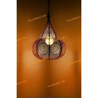 Modern Turkish Lamp, Vintage Antique Indian Moroccan Lamp, Metal Ceiling Light Hanging Lantern Lamp-Ceiling Lights Home Lantern Pendant, Oriental Arabian Hanging Lamp (50 X 25 Cm, Gold) (Black)