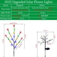 Xingpold Outdoor Solar Cherry Blossom Tree Lights, Artificial Flower Tree Led Lights, 60 Led Waterproof Solar Garden Decorative Lights For Pathway Walkway Patio Lawn Garden Decor (3 Set, Warm White)