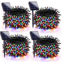 4-Pack 180Ft Solar Christmas Lights Outdoor Waterproof, Super Bright 320 Led Solar String Lights With 8 Lighting Modes, Green Wire Twinkle Solar Tree Lights For Xmas Party Garden Decor (Multicolor)