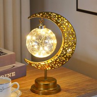 Bomkra Moon Lamp Romantic Style Led Table Lamp Gold Battery Operated 10X18X27Cm Ideal For Decoration And Gifts Ramadan Nig