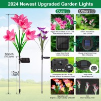 Solar Garden Lights 6 Pack Upgraded Solar Lights Outdoor With 24 Bigger Brighter Led Lily Flower Lights Color Changing Wat