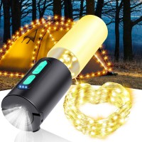 Audles Camping String Lights 33Ft Light With Lantern 4 In 1 Design Camping Lights 4000Mah Charger 7 Modes Ipx6 Waterproof Rech