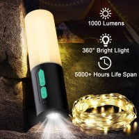 Audles Camping String Lights 33Ft Light With Lantern 4 In 1 Design Camping Lights 4000Mah Charger 7 Modes Ipx6 Waterproof Rech