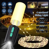 Audles Camping String Lights 33Ft Light With Lantern 4 In 1 Design Camping Lights 4000Mah Charger 7 Modes Ipx6 Waterproof Rech