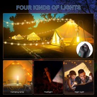 Audles Camping String Lights 33Ft Light With Lantern 4 In 1 Design Camping Lights 4000Mah Charger 7 Modes Ipx6 Waterproof Rech