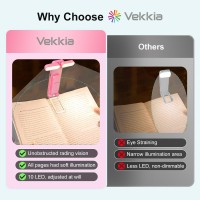 Vekkia 10 Led Usb Rechargeable Book Light For Reading In Bed Portable Clipon Led Reading Light Bookmark Lamp With 3 Colors