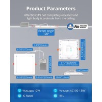 Vtuik 8 Inch 1 Pack 18W Dimmable Square Led Can Light Retrofit With Junction Box 1440Lmcri85 Ultra Thin Led Downlight 5Cct 270