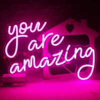 You Are Amazing Neon Sign Pink Usb Word Neon Lights For Wall Decor Led Letter Light Up Sign For Bedroom Classroom Home Bar Man C