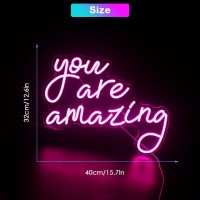 You Are Amazing Neon Sign Pink Usb Word Neon Lights For Wall Decor Led Letter Light Up Sign For Bedroom Classroom Home Bar Man C