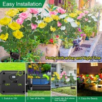 Solar Lights Outdoor Waterproof 2024 Newest Solar Garden Lights With Beautiful Realistic Rose Flowers 7 Color Changing Out