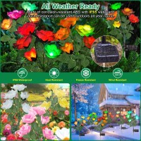 Solar Lights Outdoor Waterproof 2024 Newest Solar Garden Lights With Beautiful Realistic Rose Flowers 7 Color Changing Out