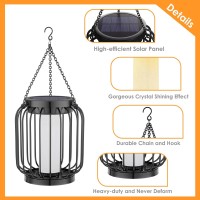 Mlambert Solar Lantern Outdoor Waterproof Hanging Solar Lights With Crystal Shining Effect Decorative Light With Hook For Gard