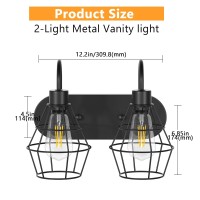 Elibbren Bathroom Vanity Light Fixtures 2Light Bathroom Lighting Fixtures Over Mirror With Cage E26 Base Black Farmhouse Wall