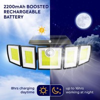 Whole Goods W Solar Lights 298 Led - Outdoor Waterproof Ipx7 - Solar Powered 4400Mah High Brightness Up To 1300 Lm - 3 Modes Flood Light - Motion Outside Detection - For Garden Yard Patio Total 596Led