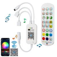 Rgbzone 5050 3528 2.4Ghz Wifi Music Led Controller, 24Key Wireless Ir Remote, Mic Control Music Sync Rgb Controller Smart App Control Dc5V/12V/24V For Smd 5050 3528 4-Pin Led Lights (2 Ports)