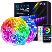 Led Lights 50Ft,Rgb Led Strip Lights,Led String Lights,Bluetooth Led Lights,Led Rope Lights For Bedroom,String Lights Bedroom,Tape Lights,Room Lighting With Smart App & Remote Control,2Rolls Of 7.5M