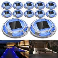 Fabstyl Solar Driveway Lights Dock Lights Waterproof 12 Pack 2 Colors In 1 Outdoor Led Solar Deck Lights Solar Powered Walk Wa