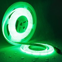 Topai 12V Cob Led Strip Light Green Waterproof Ip65 Super Bright 3000Lm 16.4Ft/5M Dotless 480Led/M Cuttable Flexible Led Tape Light For Cabinet Home Diy Lighting Projects