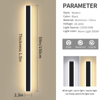 Modern 59Inch Outdoor Wall Light 3000K4500K6000K 3 Color Change Black Exterior Light Fixtures Wall Mount Ip65 Waterproof Mod