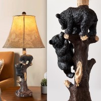 Lokhom Climbing Bears Rustic Western Table Lamp Set Of 2 26 Rustic Bedside Lamp With Usb Typec Charging Port Natural Bears