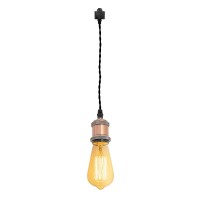 Kiven H-Type Wire Track Lightpendants, 7 Inch Cord Length Black Weave Rope,1 Light Restaurant Decorative Pendant Light Industrial Pendant Lamp, Bulb Not Included(Copper Red)