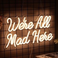 We Are All Mad Here Neon Sign Letter Led Neon Lights Dimmable Usb Powered 165X94Cool Wall Decorative Light Bedroom Bar Birthda