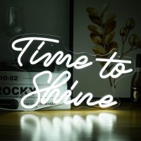 Time To Shine Neon Sign White Led Sign Time To Shine Neon Lights Decor For Lover Dimmable Letter Neon Wall Signs Usb Powered Wit