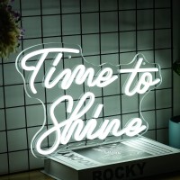 Time To Shine Neon Sign White Led Sign Time To Shine Neon Lights Decor For Lover Dimmable Letter Neon Wall Signs Usb Powered Wit