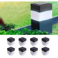 Solar Led 2In X 2In5Cm X 5Cm Fence Post Cap For Wrought Iron And Aluminum Or Garden Solar Fence Lights 8 Pack White Light