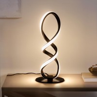 Adebime Modern Table Lamp, Stepless Dimmable Led Spiral Lamp Black Unique Bedside Lamp, 12W 3200K Contemporary Nightstand Lamp, Warm White Office Desk Lamp For Bedroom Living Room Home