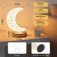 Supbri Moon Lamp Nightstand Lamp With 3 Color Modes Touch Control Crystal Lamp Cute Night Light For Kids Girls Birthday Bed