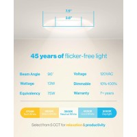 Sunco Lighting 48 Pack 5/6 Inch Led Can Lights Retrofit Recessed Lighting Selectable 2700K/3000K/3500K/4000K/5000K Dimmable, Baffle Trim, 13W=75W, 1050 Lm, Replacement Conversion Kit, Ul Energy Star