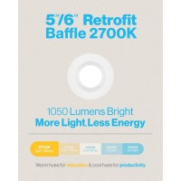 Sunco Lighting 48 Pack 5/6 Inch Led Can Lights Retrofit Recessed Lighting, Baffle Trim, Dimmable, 2700K Soft White, 13W=75W, 1050 Lm, Damp Rated, Replacement Conversion Kit, Ul Energy Star