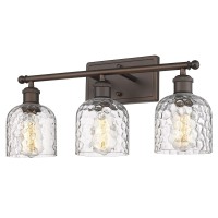 Zeyu 3Light Farmhouse Vanity Light Over Mirror 21Inch Bathroom Light Fixtures With Hammered Glass Lampshade Oil Rubbed Bronz