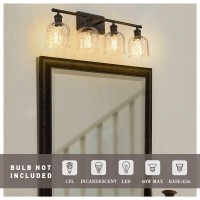 Zeyu 4 Light Fixtures For Bathroom Above Mirror Vintage Vanity Lighting Fixtures Oil Rubbed Bronze Finish With Clear Hammered