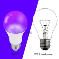 Kinur Black Led Light Bulbs A19 9W 100W Equivalent 120V E26 Medium Base Nondimmable Halloween Light Bulbs Fluorescent Poste