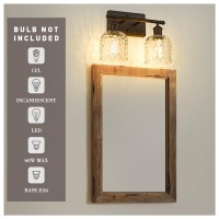 Zeyu 2Light Bathroom Vanity Light Farmhouse Wall Sconce Lighting With Clear Hammered Glass Oil Rubbed Bronze Finish Zjf63B2