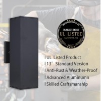 Cerdeco Aluminum Modern Outdoor Wall Light Exterior Up Down Light Fixtures Matte Black Ul Listed 2 Pack