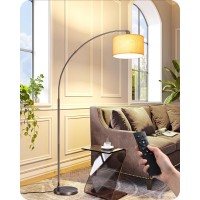 Edishine Dimmable Mid Century Modern Floor Lamp With Remote Tall Arc Standing Lamps With Adjustable Drum Shade Standing Corner