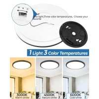 2 Pack Led Flush Mount Ceiling Light 9Inch Black, 24W 2100Lm & 3 Color Temperatures 3000/4500/6000K Flush Mount Light Fixture, Low Profile Round Led Ceiling Light For Closet Bathroom Kitchen Bedroom