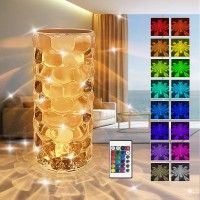 Xubialo Crystal Light Lamp Color Changing Lamps Table Lamp With Touch & Remote Control, Diamond Rechargeable Led Night Light Raindrop Romantic Date Lighting Decor For Festival, Home, Restaurant, Bar