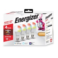 Energizer Connect Smart A19 Led White & Multi-Color Rgb Light Bulb With Voice Control And Remote Access Through Your Smartphone Compatible With Alexa And Google Assistant, 4 Pack