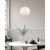 Kira Home Ceres 14 Midcentury Modern Hanging Orb Pendant Light With Smooth Matte White Frosted Diffuser Cool Brass Finish