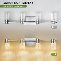 Zhizenl 4Light Bathroom Light Fixtures Brushed Nickel Vanity Lights Dimmable Led Bathroom Vanity Light Over Mirror Modern Cr