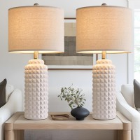 Gsafava 245 Modern Ceramic Table Lamps Bedside Lamps For Bedrooms Set Of 2 White Lamps For Nightstand Farmhouse Lamps For