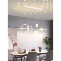 Led Pendant Lamp Table Hanging Lamp With Remote Control Height Adjustable Led Pendant Lamp Modern Dining Room Bedroom Kitchen Burea (White, L100Cm)