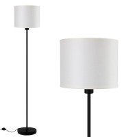 Floor Lamps For Living Room, Modern Standing Lamp With Bulb(12W, 2700K), White Lamp Shades, Foot Switch, Simple Pole Lamps Tall Lamp For Bedroom,Office/Living Room/Nightstand, Boho Reading Floor Lamp