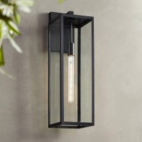 John Timberland Titan Modern Industrial Outdoor Wall Light Fixture Mystic Black 27