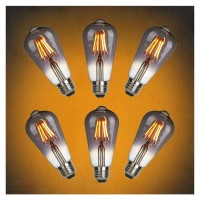 Omed Smoke Grey Dimmable Vintage Edison Bulbs 40 Watt Equivalent, St58/St19 4W Led Light Bulbs With Standard E26 Base, 200 Lumens 2200K Warm White Antique Light Bulbs For Bedroom Kitchen Island