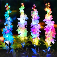 Tonulax Solar Garden Lights, 4 Pack Delphinium Flowers Lights With 32 Leds, Two Lighting Modes & Upgraded Solar Panel Outdoor For Garden Decoration,Yard Decor And Gift For Mother